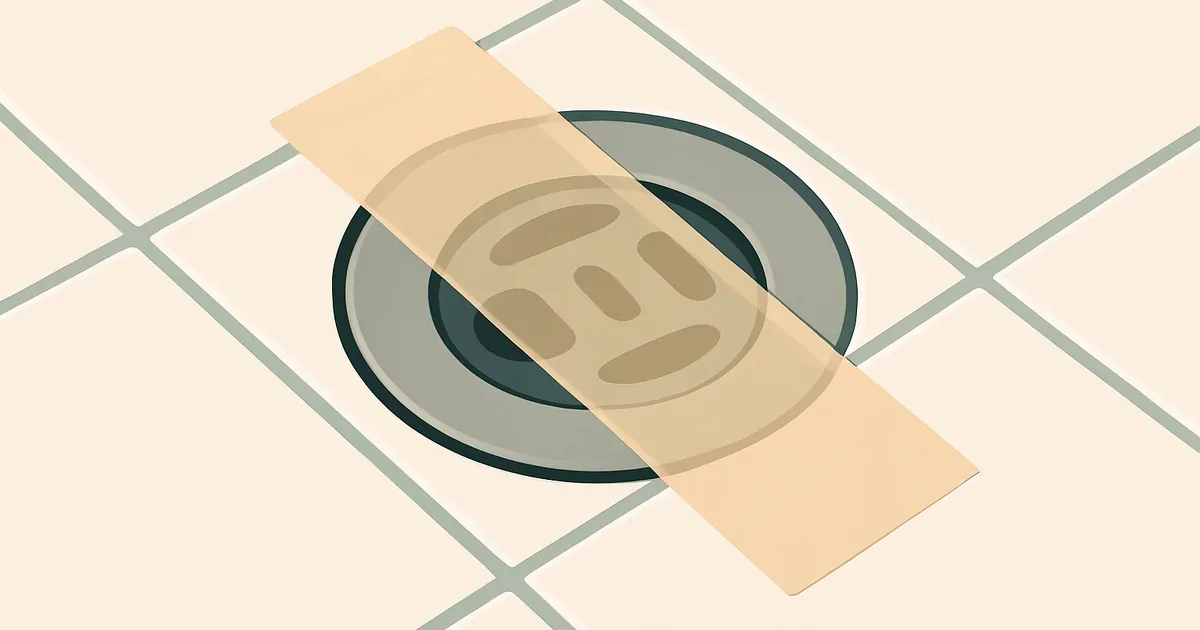 Clear tape placed over drain to test for drain fly activity overnight