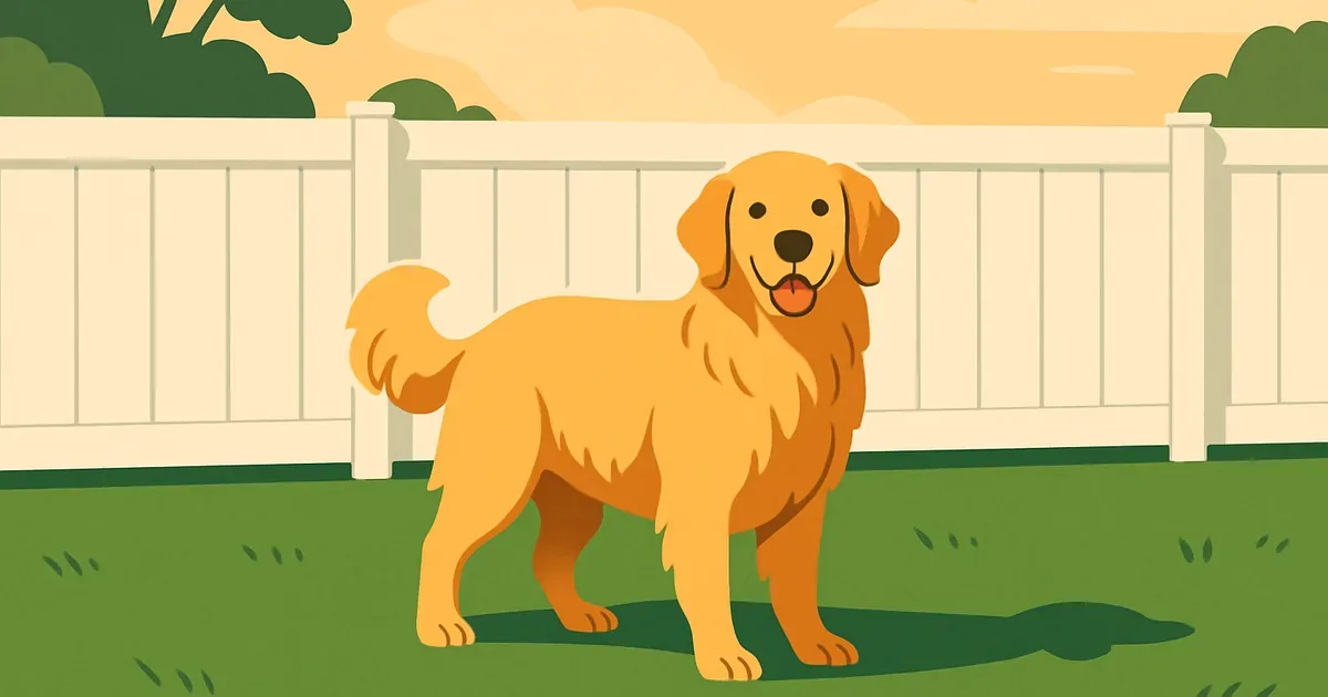 Dog standing on artificial turf in a sunny backyard setting