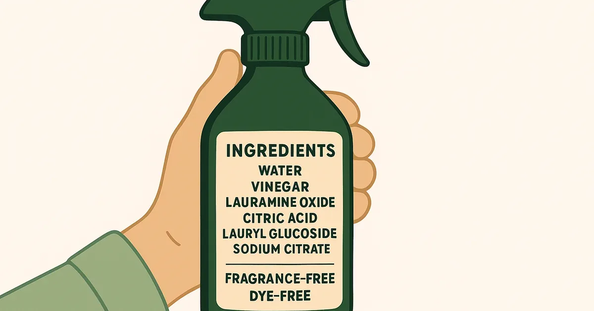 Close-up of fragrance-free enzyme cleaner label showing ingredient list