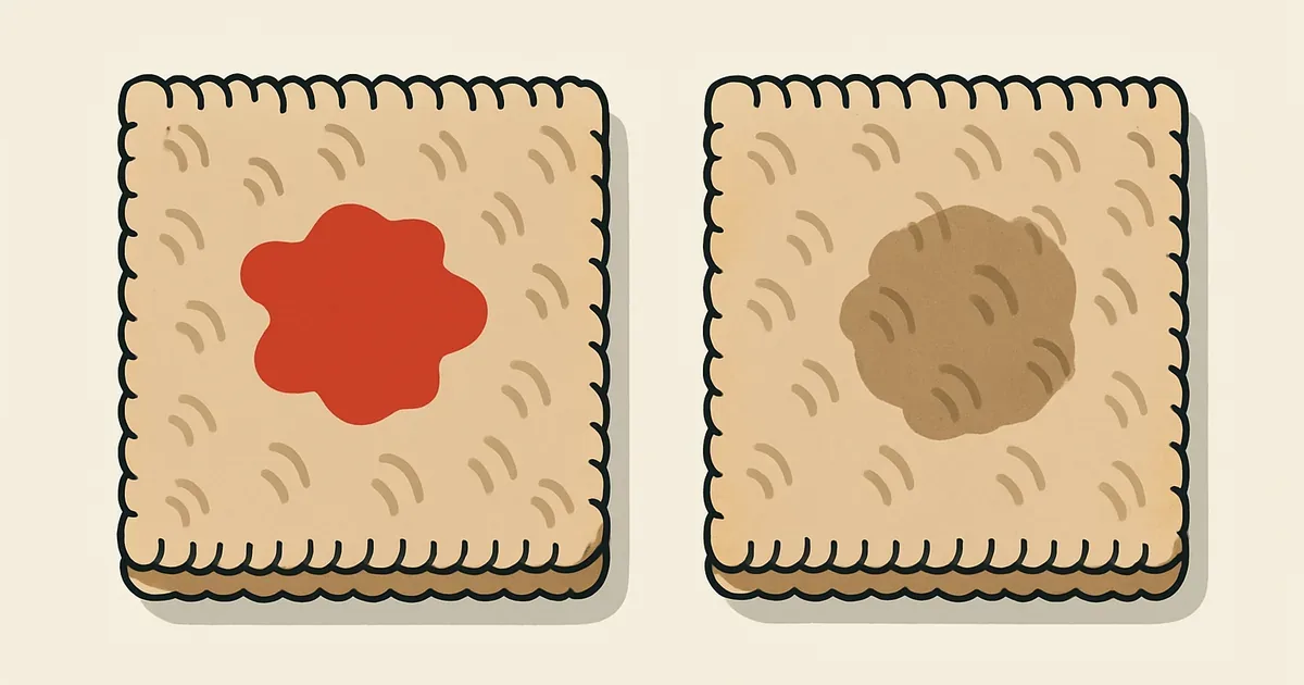 Fresh stain versus old set-in stain on carpet, showing color and texture differences