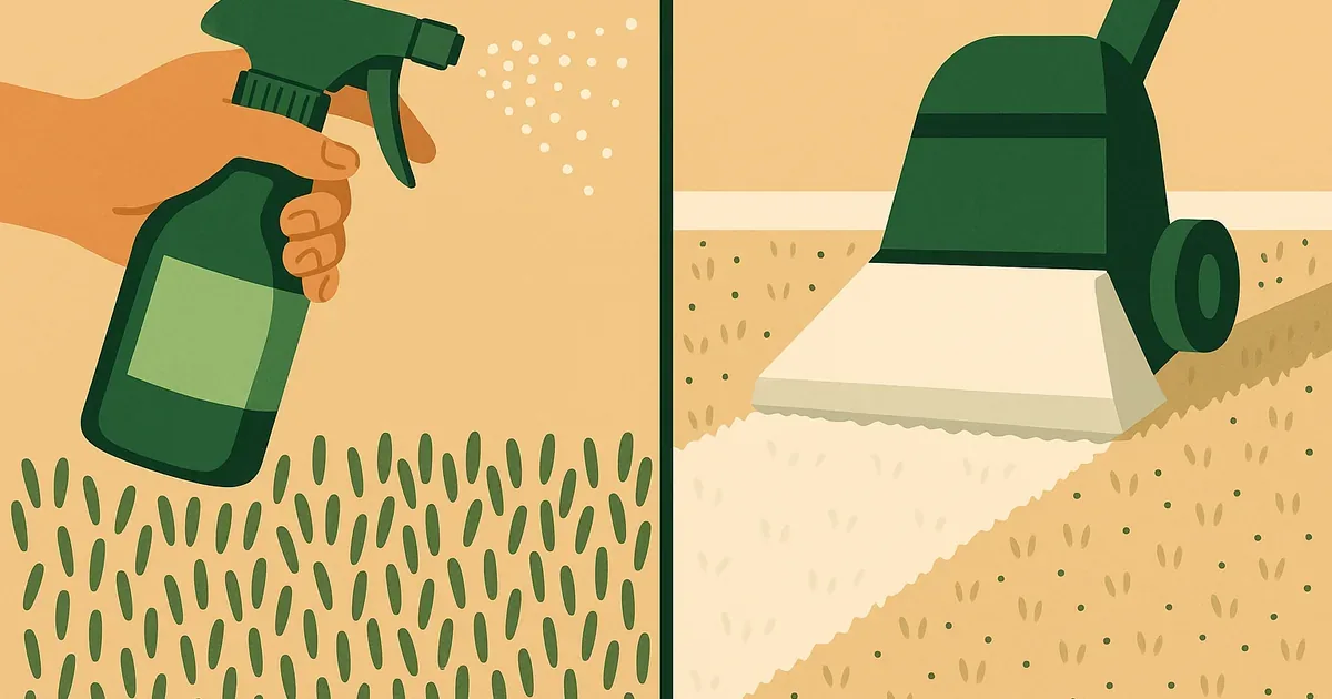 Pre-treatment spray on carpet vs extraction pass with carpet machine