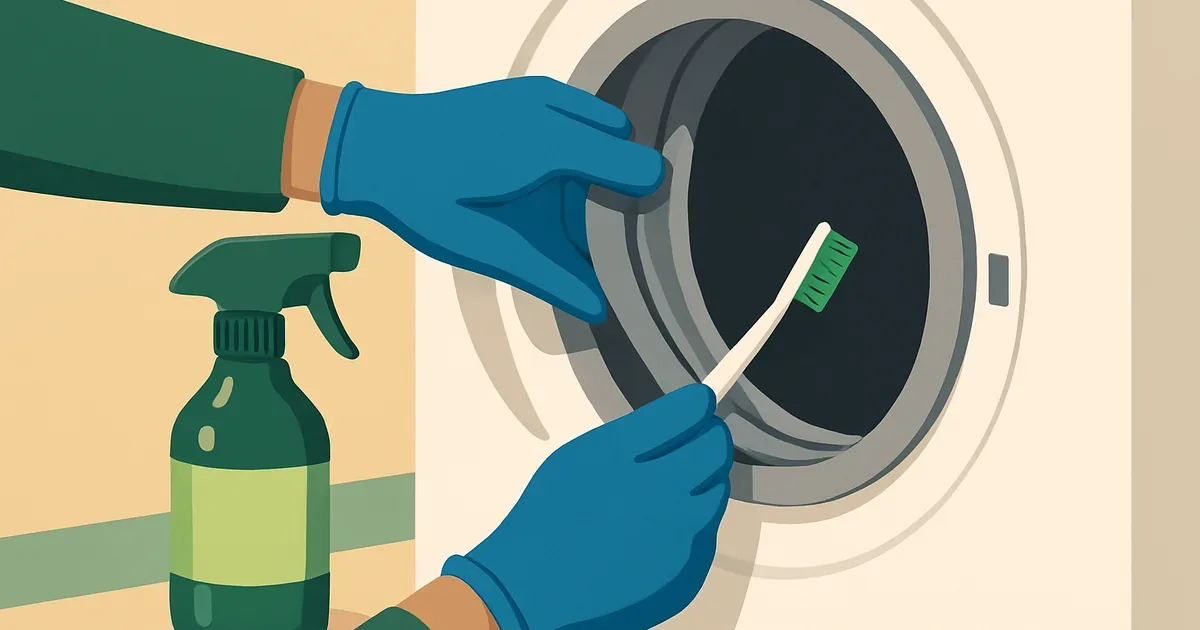 Hand cleaning washer gasket fold with a toothbrush and enzyme cleaner