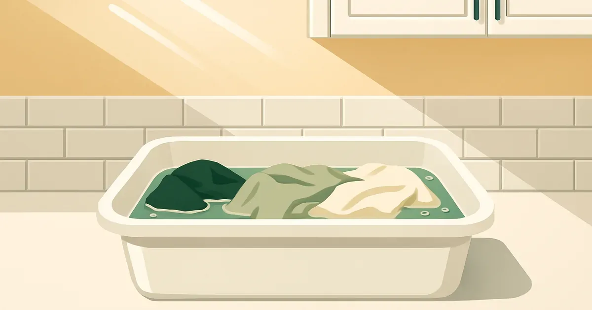 Clothes soaking in enzyme cleaner solution to remove skunk odor