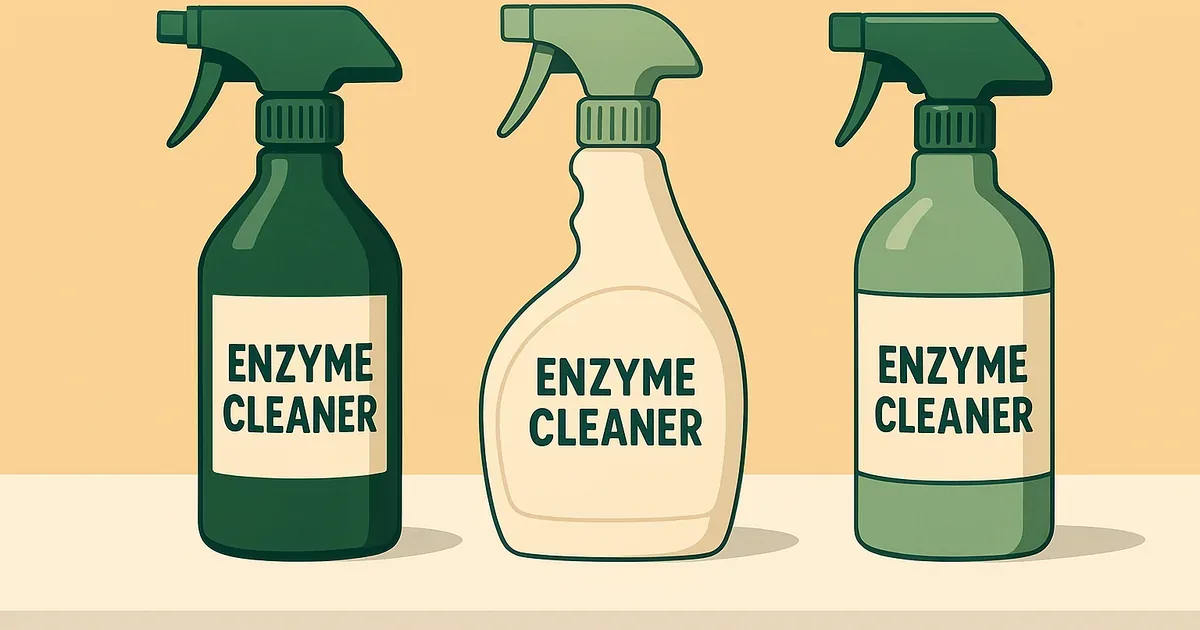 Three enzyme cleaners compared side by side for cat poop stain removal