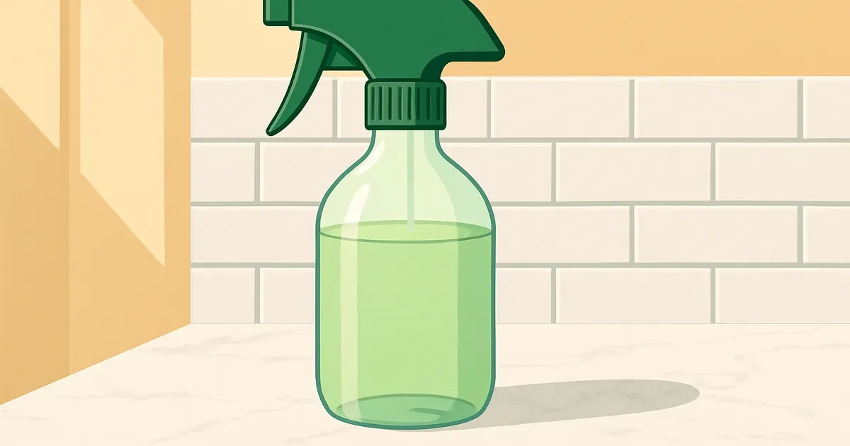 Enzyme cleaner spray bottle being applied to kitchen countertop